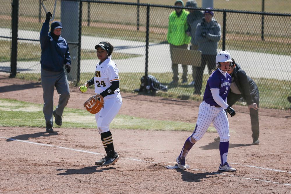 Iowa's Donirae Mayhew (24) at game 3 vs Northwestern on Sunday, March 31, 2019 at Bob Pearl Field. (Lily Smith/hawkeyesports.com)