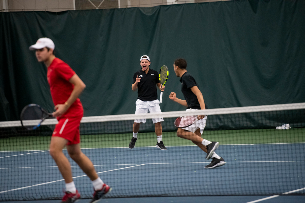 The Iowa men's tennis team competes against Cornell in The Rise Tennis Center in Ithaca, NY on Sunday, Feb. 24, 2019.