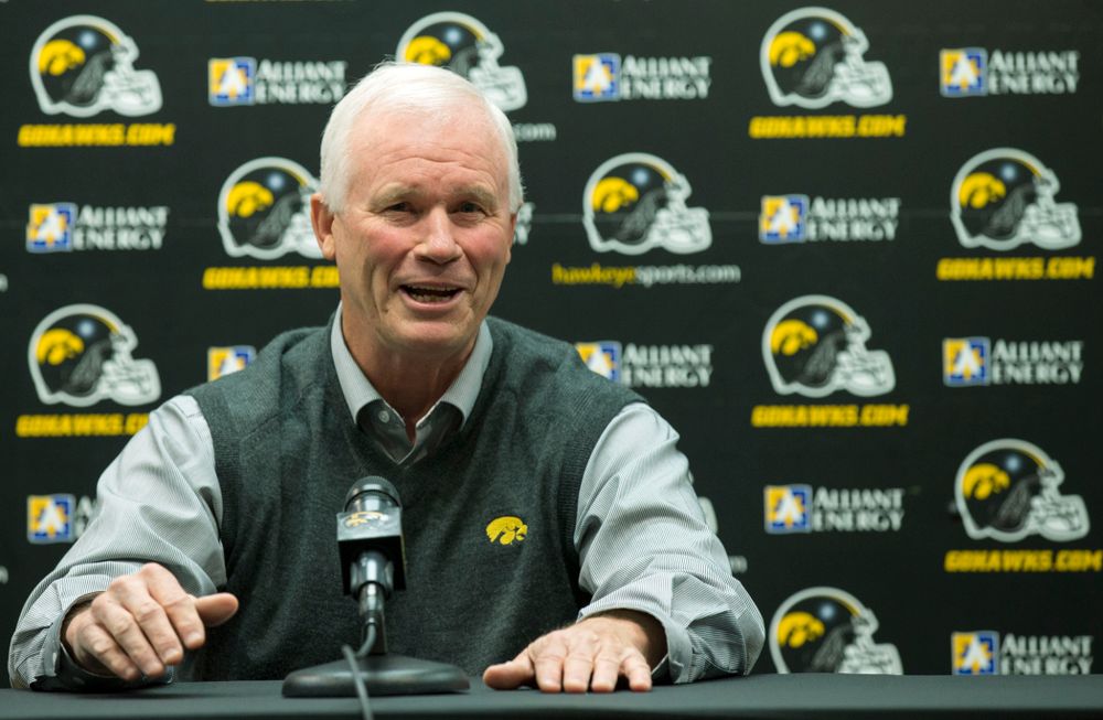 Iowa Hawkeyes defensive line coach Reese Morgan answers questions during a media avaliblity Wednesday, April 16, 2014 at the Hayden Fry Football Complex in Iowa City. (Brian Ray/hawkeyesports.com)
