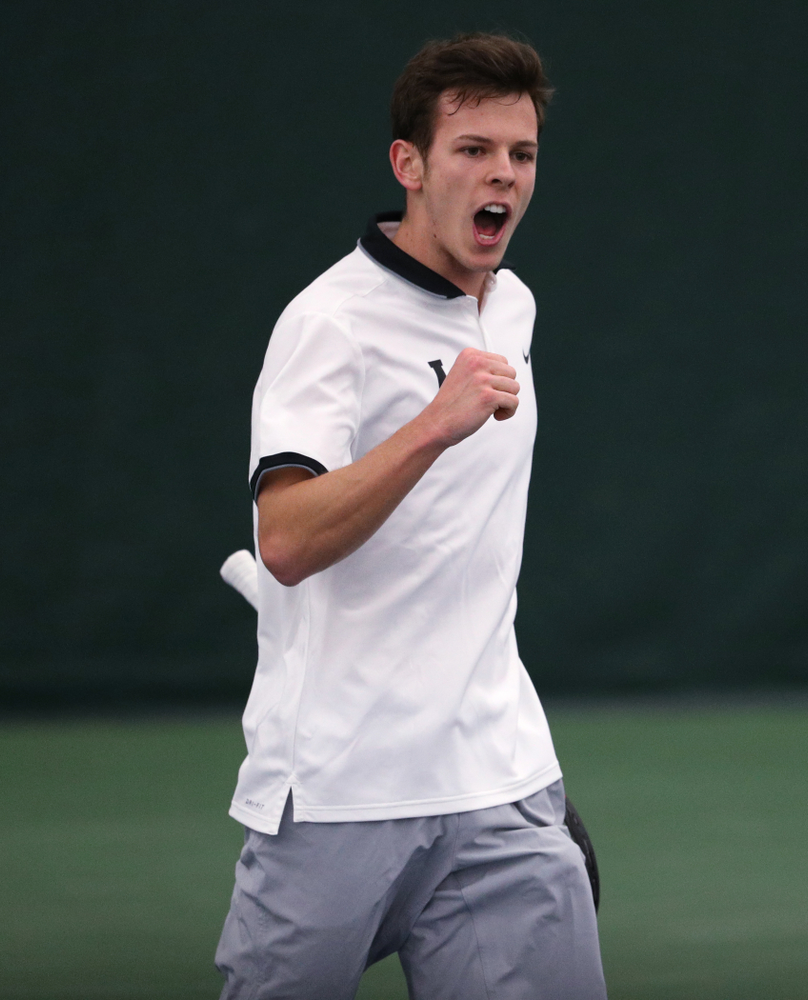 Iowa's Piotr Smietana against Western Michigan Saturday, January 19, 2019 at the Hawkeye Tennis and Recreation Complex. (Brian Ray/hawkeyesports.com)