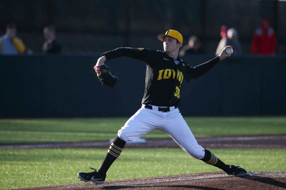 Iowa pitcher Trenton Wallace at the game vs. Bradley on Tuesday, March 26, 2019 at (place). (Lily Smith/hawkeyesports.com)