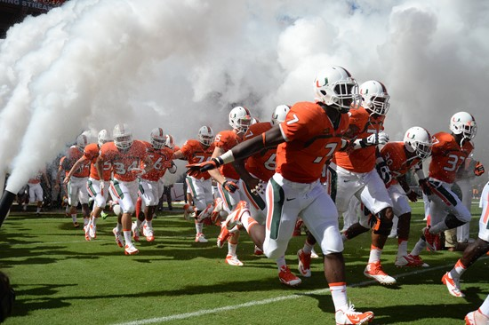Al Golden and the University of Miami Hurricanes take on the Georgia Tech Yellow Jackets at Sun Life Stadium on October 5, 2013. Photo by Steven...