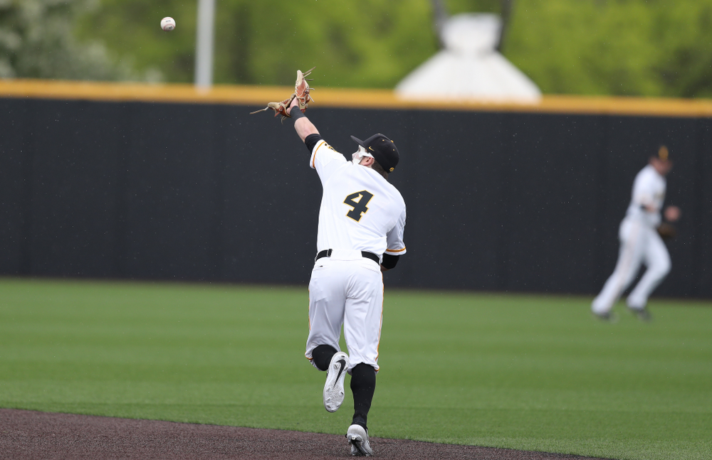 Iowa Hawkeyes infielder Mitchell Boe (4) against Michigan State Sunday, May 12, 2019 at Duane Banks Field. (Brian Ray/hawkeyesports.com)