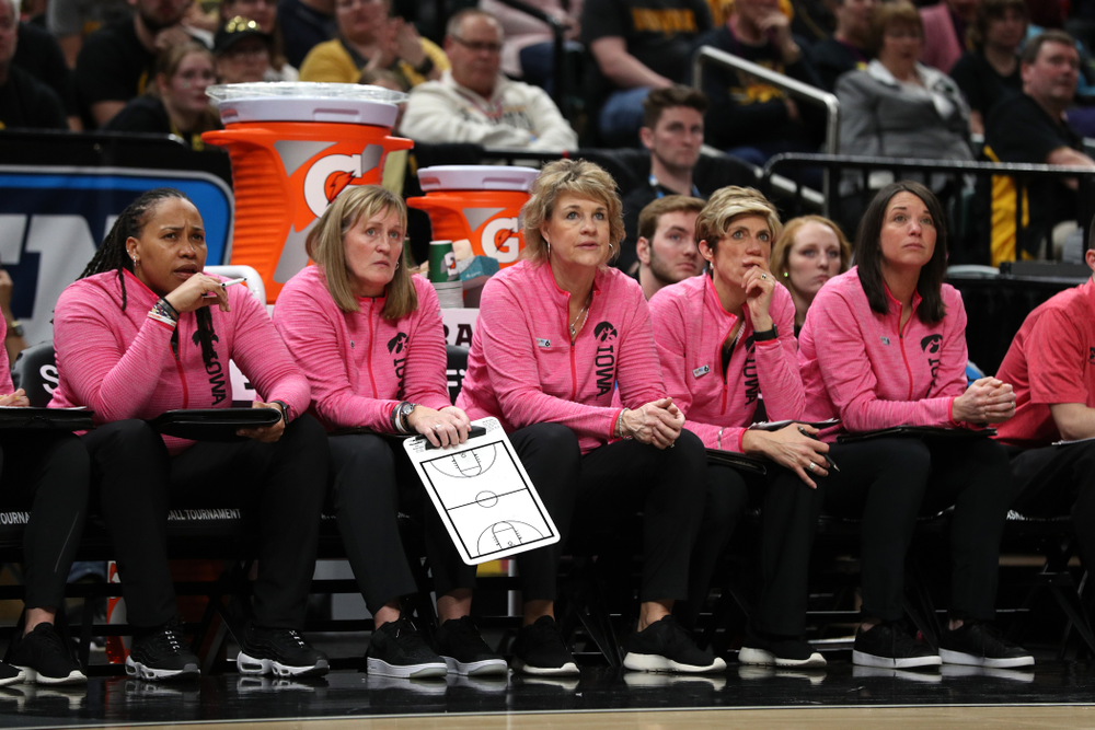 The Iowa Coaching Staff against the Rutgers Scarlet Knights in the semi-finals of the Big Ten Tournament Saturday, March 9, 2019 at Bankers Life Fieldhouse in Indianapolis, Ind. (Brian Ray/hawkeyesports.com)