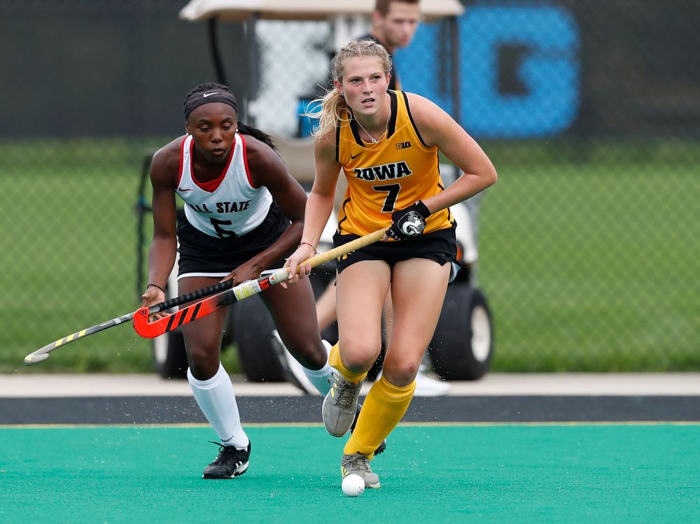 Iowa Hawkeyes Ellie Holley (7) against Ball State Sunday, September 2, 2018 at Grant Field. (Brian Ray/hawkeyesports.com)