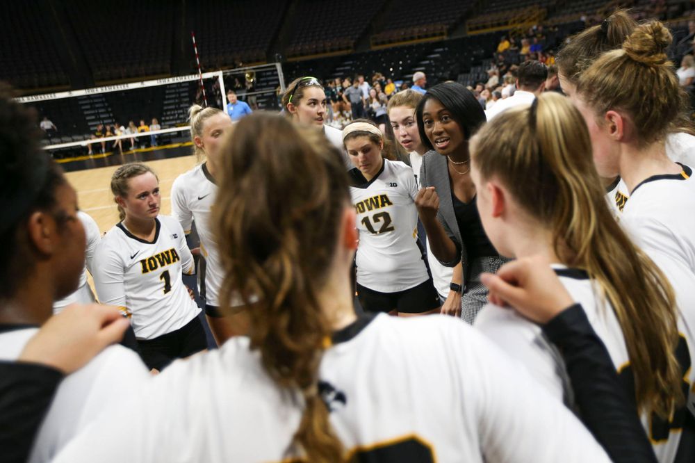 Iowa Hawkeyes head coach Vicki Brown against Coastal Carolina Friday, September 20, 2019 at Carver-Hawkeye Arena. (Lily Smith/hawkeyesports.com)