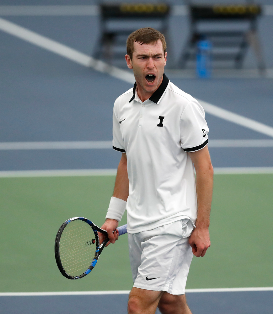 Jake Jacoby against Purdue Sunday, April 15, 2018 at the Hawkeye Tennis and Recreation Center. (Brian Ray/hawkeyesports.com)