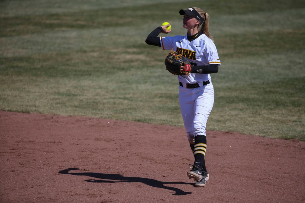 Iowa's Aralee Bogar (2) at game 3 vs Northwestern on Sunday, March 31, 2019 at Bob Pearl Field. (Lily Smith/hawkeyesports.com)