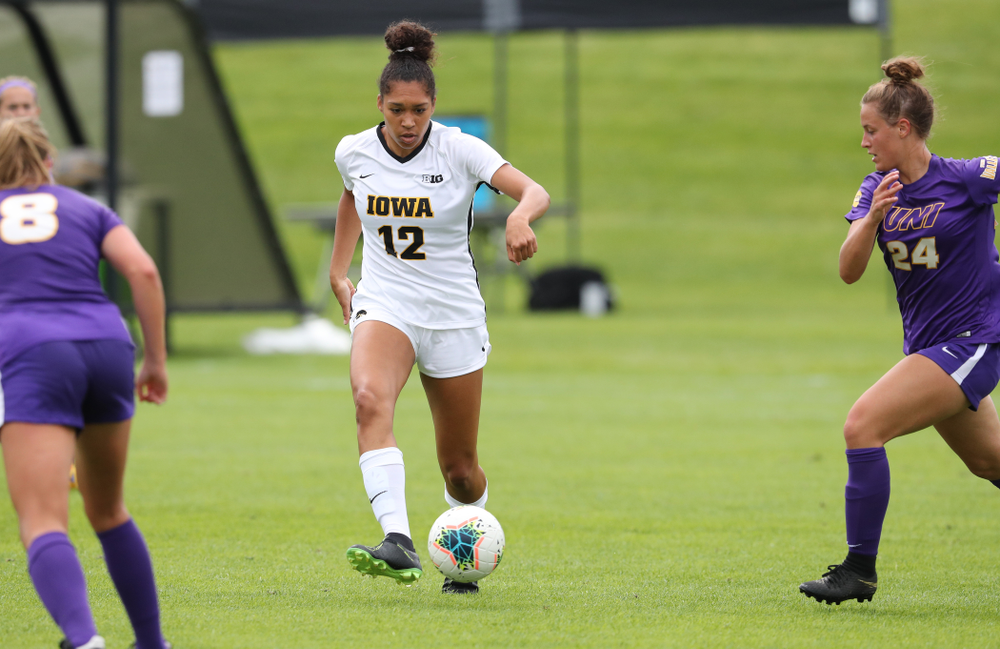 Iowa Hawkeyes forward Olivia Fiegel (12) during a 6-1 win over Northern Iowa Sunday, August 25, 2019 at the Iowa Soccer Complex. (Brian Ray/hawkeyesports.com)