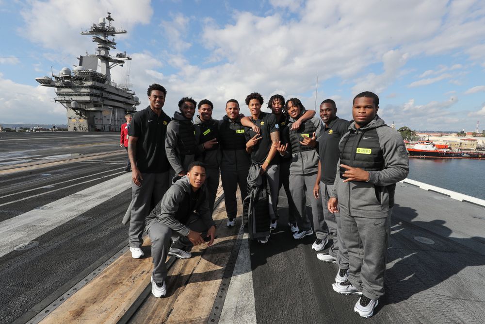 The Iowa Hawkeyes tour the USS Theodore Roosevelt (CVN-71) Tuesday, December 24, 2019 at the Naval Base Coronado. (Brian Ray/hawkeyesports.com)