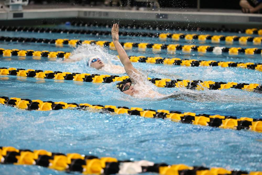 Iowa's Michael Tenney at the 400-yard medley race Friday, March 1, 2019 at the Campus Recreation and Wellness Center. (Lily Smith/hawkeyesports.com)