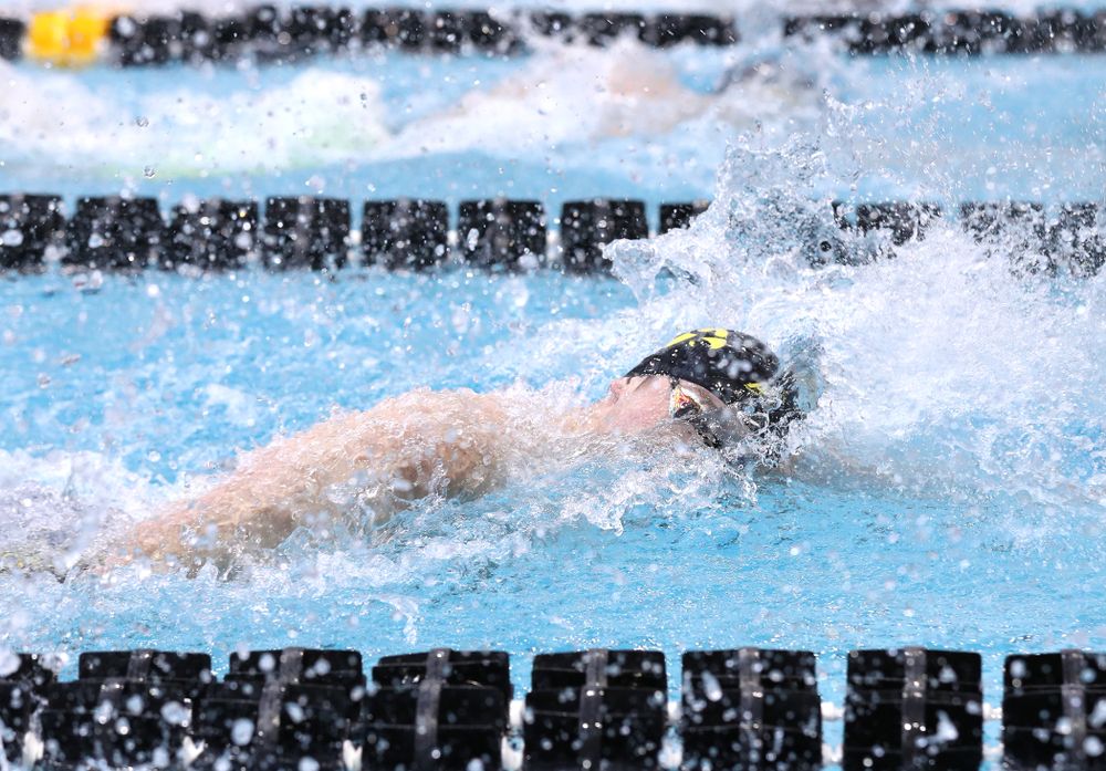 Iowa's Matt Kamin competes in the 100-yard freestyle during the 2019 Big Ten Men's Swimming and Diving Championships Saturday, March 2, 2019 at the Campus Wellness and Recreation Center. (Brian Ray/hawkeyesports.com)