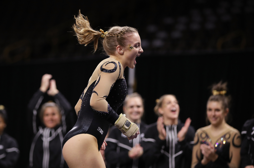 Iowa's Lauren Guerin competes on the floor during their meet against Southeast Missouri State Friday, January 11, 2019 at Carver-Hawkeye Arena. (Brian Ray/hawkeyesports.com)