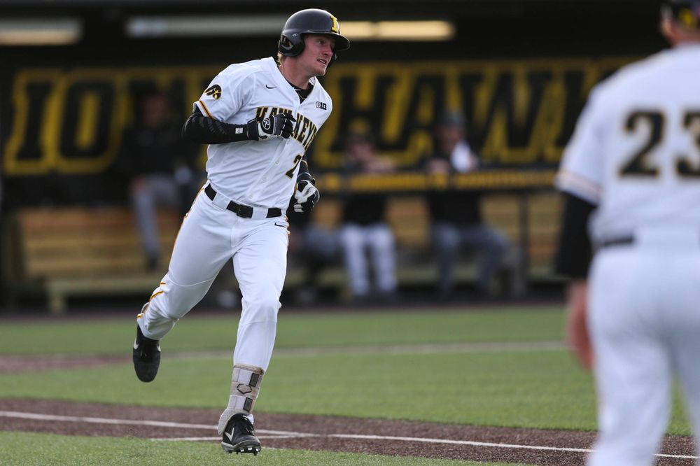 Iowa infielder Chris Whelan at baseball vs Milwaukee on Tuesday, April 23, 2019 at Duane Banks Field. (Lily Smith/hawkeyesports.com)