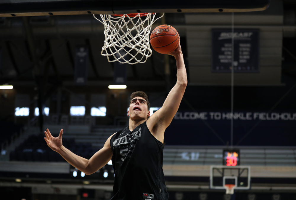 Iowa Hawkeyes forward Luka Garza (55) during practice at Hinkle Fieldhouse Wednesday, March 11, 2020 in Indianapolis. (Brian Ray/hawkeyesports.com)