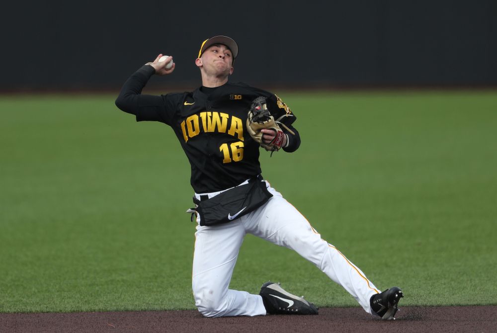 Iowa Hawkeyes Tanner Wetrich (16) against California State Northridge Sunday, March 17, 2019 at Duane Banks Field. (Brian Ray/hawkeyesports.com)