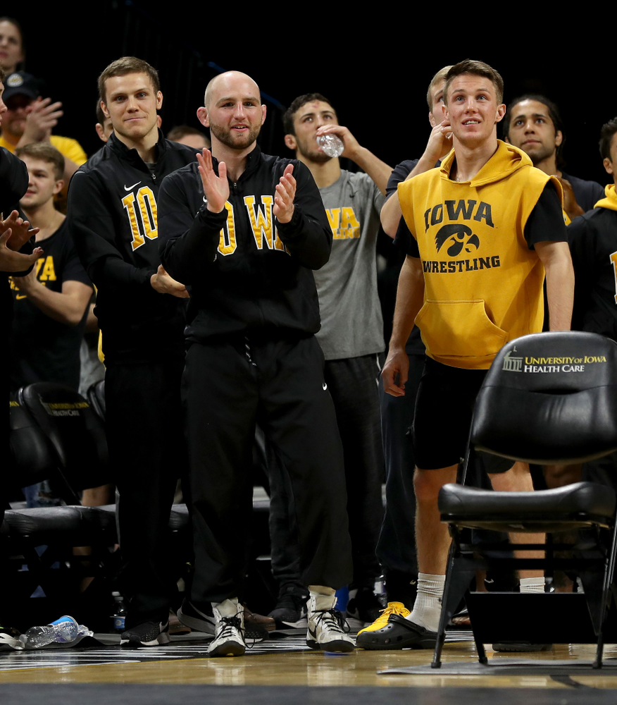 Iowa’s Austin DeSanto wrestles Ohio State’s Jordan Decatur at 133 pounds Friday, January 24, 2020 at Carver-Hawkeye Arena. DeSanto won the match with a 21-3 tech fall. (Brian Ray/hawkeyesports.com)