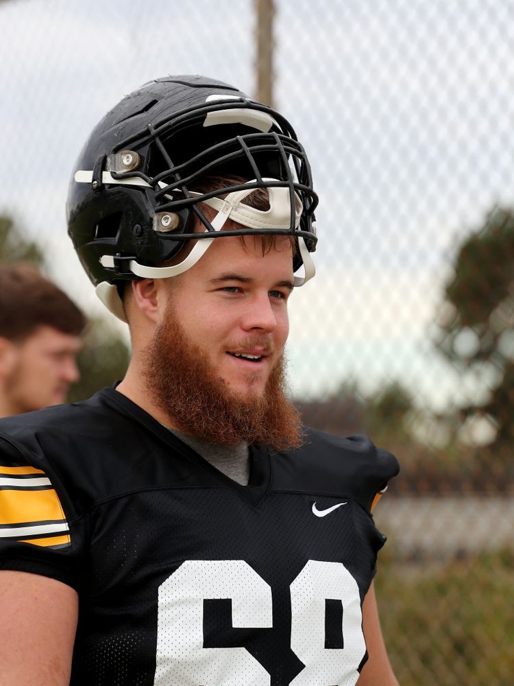 Iowa Hawkeyes offensive lineman Landan Paulsen (68) before practice Sunday, December 22, 2019 at Mesa College in San Diego. (Brian Ray/hawkeyesports.com)