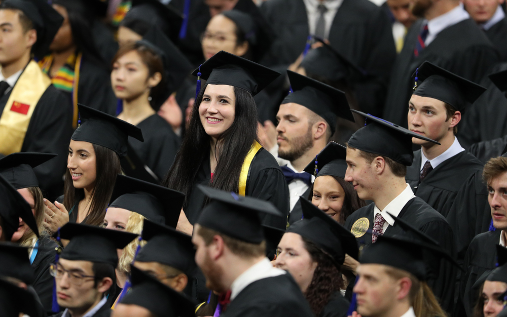Iowa WomenÕs BasketballÕs Megan Gustafson during the Tippie College of Business spring commencement Saturday, May 11, 2019 at Carver-Hawkeye Arena. (Brian Ray/hawkeyesports.com)