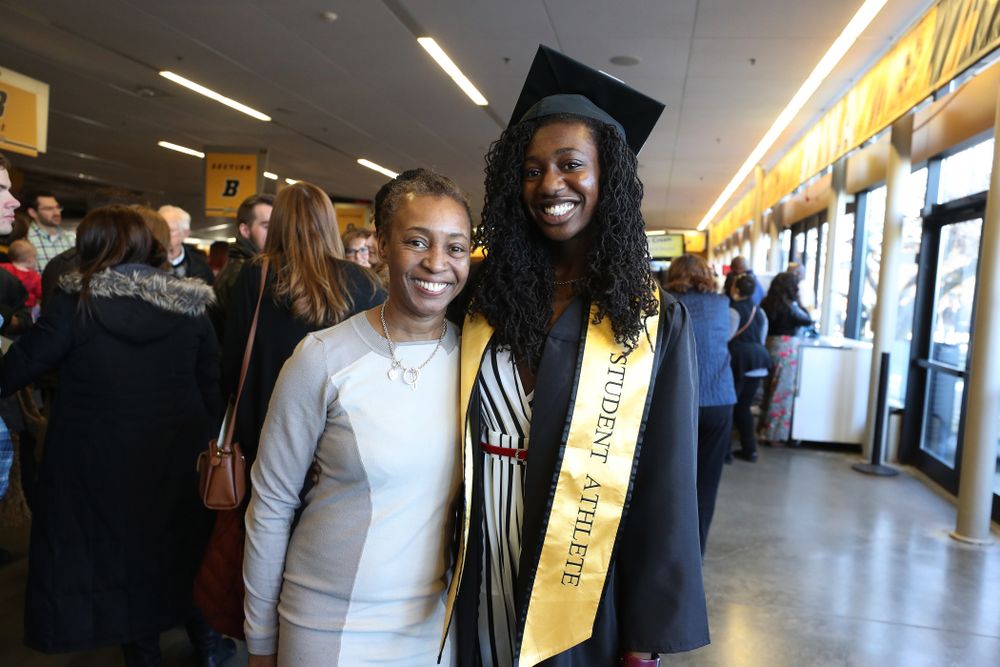 Iowa Track's Jahisha Thomas during the Fall Commencement Ceremony Saturday, December 15, 2018 at Carver-Hawkeye Arena. (Brian Ray/hawkeyesports.com)
