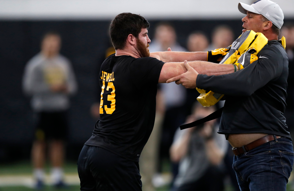 Iowa Hawkeyes linebacker Josey Jewell (43) during the team's annual pro day Monday, March 26, 2018 at the Hansen Football Performance Center. (Brian Ray/hawkeyesports.com)