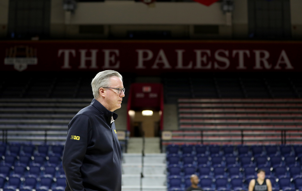 Iowa Hawkeyes head coach Fran McCaffery practice at the Palestra Friday, January 3, 2020 in Philadelphia. (Brian Ray/hawkeyesports.com)