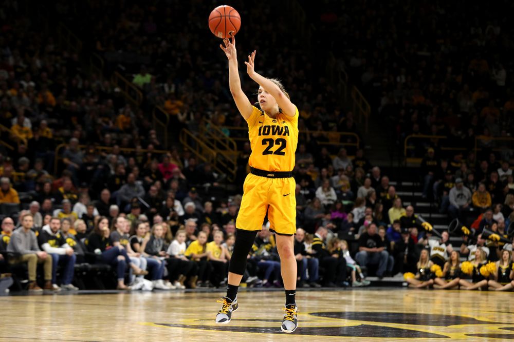 Iowa Hawkeyes guard Kathleen Doyle (22) against the Northwestern Wildcats Sunday, March 3, 2019 at Carver-Hawkeye Arena. (Brian Ray/hawkeyesports.com)