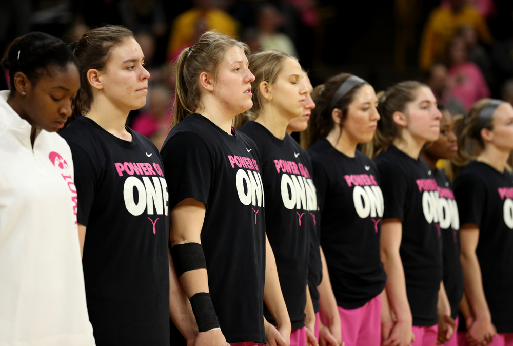 Iowa Hawkeyes forward/center Monika Czinano (25) against the Wisconsin Badgers Sunday, February 16, 2020 at Carver-Hawkeye Arena. (Brian Ray/hawkeyesports.com)
