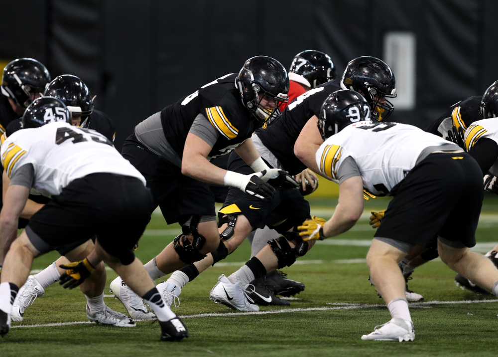 Iowa Hawkeyes defensive lineman Austin Schulte (74) during practice Wednesday, December 12, 2018 at the Hansen Football Performance Center in preparation for the Outback Bowl game against Mississippi State. (Brian Ray/hawkeyesports.com)