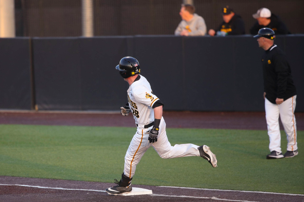 Iowa infielder Chris Whelan at game 1 vs Rutgers on Friday, April 5, 2019 at Duane Banks Field. (Lily Smith/hawkeyesports.com)