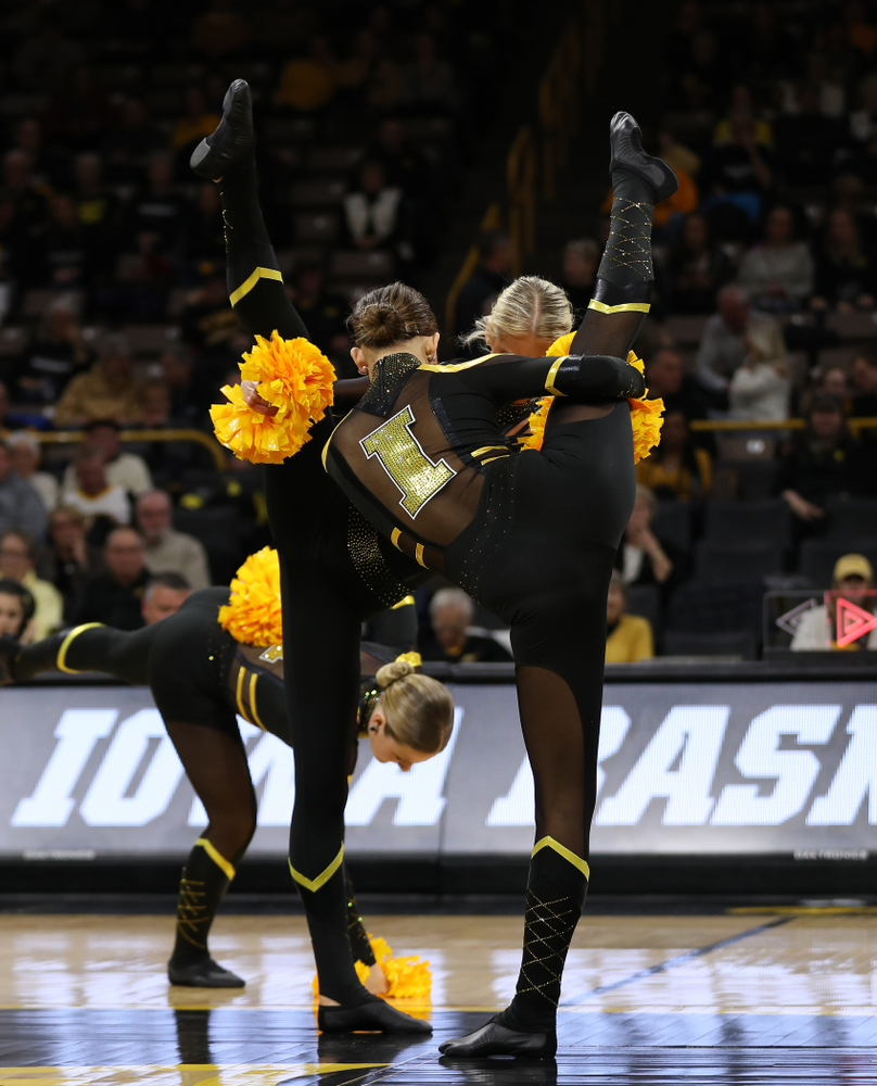 The Iowa Dance Team performs at halftime of the Iowa Hawkeyes game against the Nebraska Cornhuskers Thursday, January 3, 2019 at Carver-Hawkeye Arena. (Brian Ray/hawkeyesports.com)