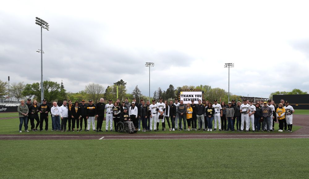The Iowa Baseball seniors and their families during senior day festivities before their game against Michigan State Sunday, May 12, 2019 at Duane Banks Field. (Brian Ray/hawkeyesports.com)