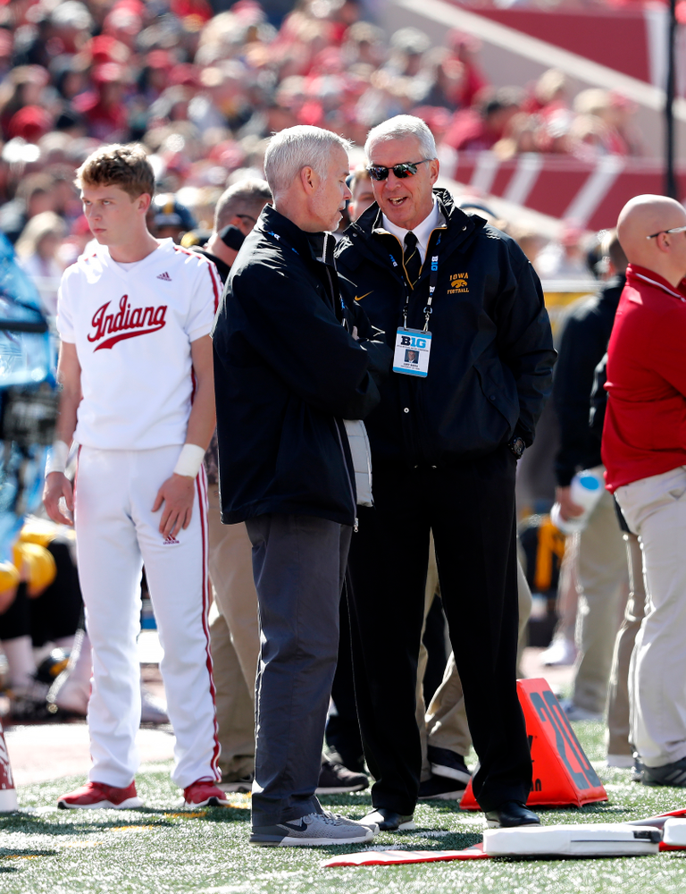 Henry B. and Patricia B. Tippie Director of Athletics Chair Gary Barta and Senior Associate AD, Revenue and External Relations Matt Henderson against the Indiana Hoosiers Saturday, October 13, 2018 at Memorial Stadium, in Bloomington, Ind. (Brian Ray/hawkeyesports.com)
