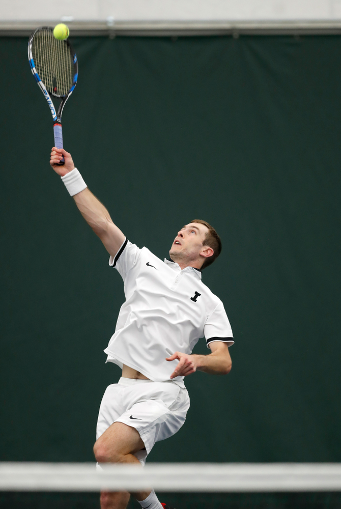 Jake Jacoby against Purdue Sunday, April 15, 2018 at the Hawkeye Tennis and Recreation Center. (Brian Ray/hawkeyesports.com)