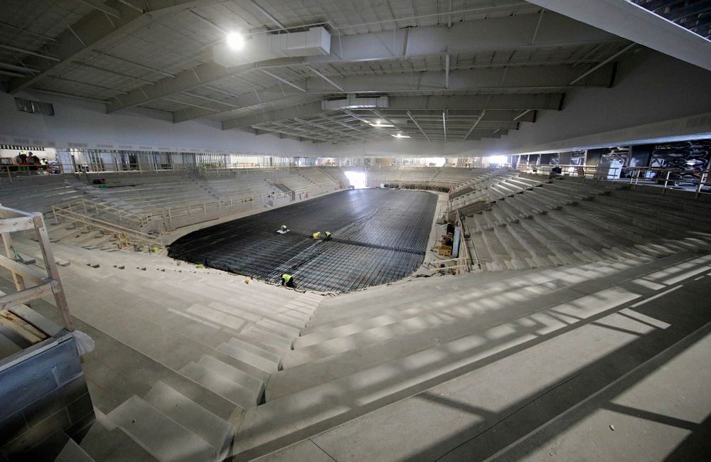 Work continues on Xtream Arena in Coralville on Thursday, January 30, 2020. (Stephen Mally/hawkeyesports.com)