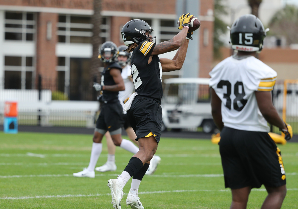 Iowa Hawkeyes wide receiver Brandon Smith (12) during the team's first Outback Bowl Practice in Florida Thursday, December 27, 2018 at Tampa University. (Brian Ray/hawkeyesports.com)