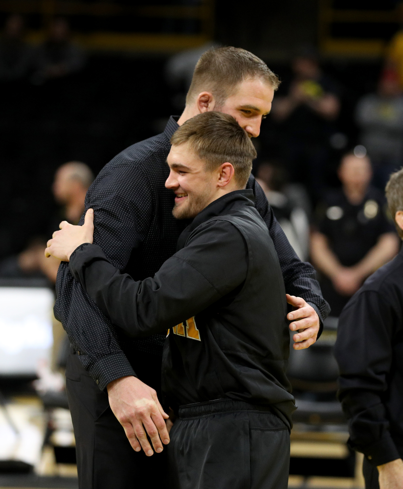 Iowa’s John Keegan Shaw during senior day activities Sunday, February 23, 2020 at Carver-Hawkeye Arena. (Brian Ray/hawkeyesports.com)