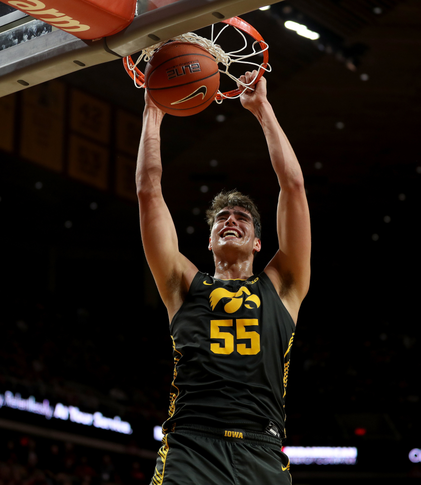 Iowa Hawkeyes forward Luka Garza (55) against the Iowa State Cyclones Thursday, December 12, 2019 at Hilton Coliseum in Ames, Iowa(Brian Ray/hawkeyesports.com)