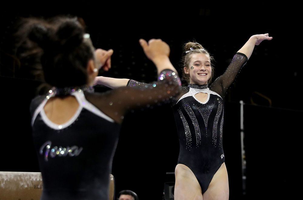 Iowa’s Mackenzie Vance competes on the beam against Michigan State Saturday, February 1, 2020 at Carver-Hawkeye Arena. (Brian Ray/hawkeyesports.com)