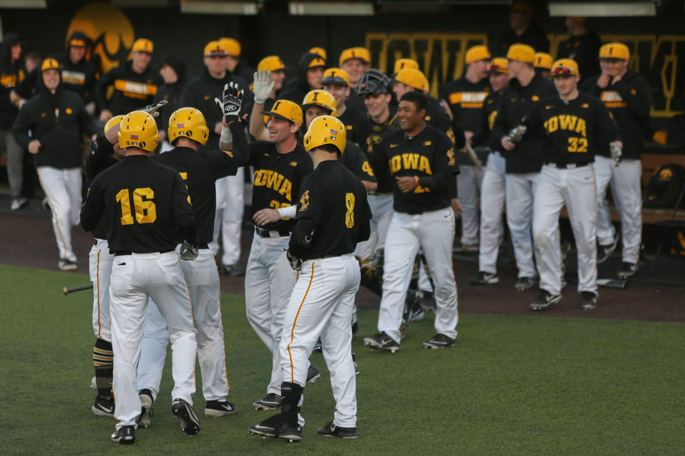 The Iowa baseball team at the game vs. Bradley on Tuesday, March 26, 2019 at (place). (Lily Smith/hawkeyesports.com)