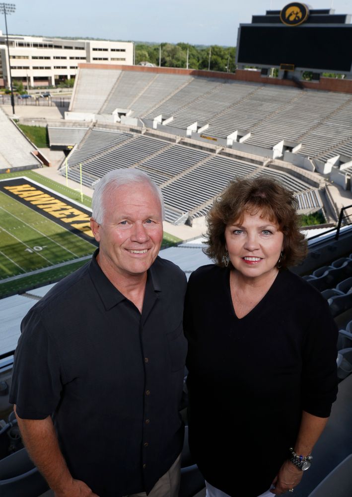 Iowa Football Defensive Line coach Reese Morgan and his wife Joanna Monday, June 20, 2016 at Kinnick Stadium. (Brian Ray/hawkeyesports.com)