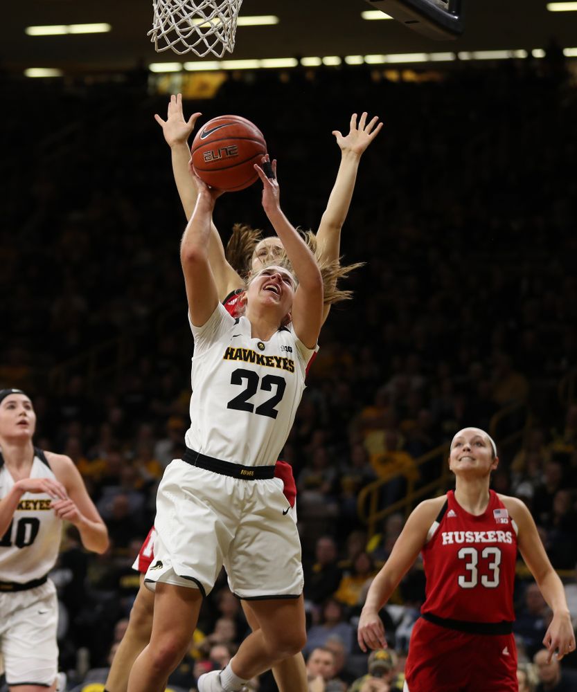 Iowa Hawkeyes guard Kathleen Doyle (22) against the Nebraska Cornhuskers Thursday, January 3, 2019 at Carver-Hawkeye Arena. (Brian Ray/hawkeyesports.com)