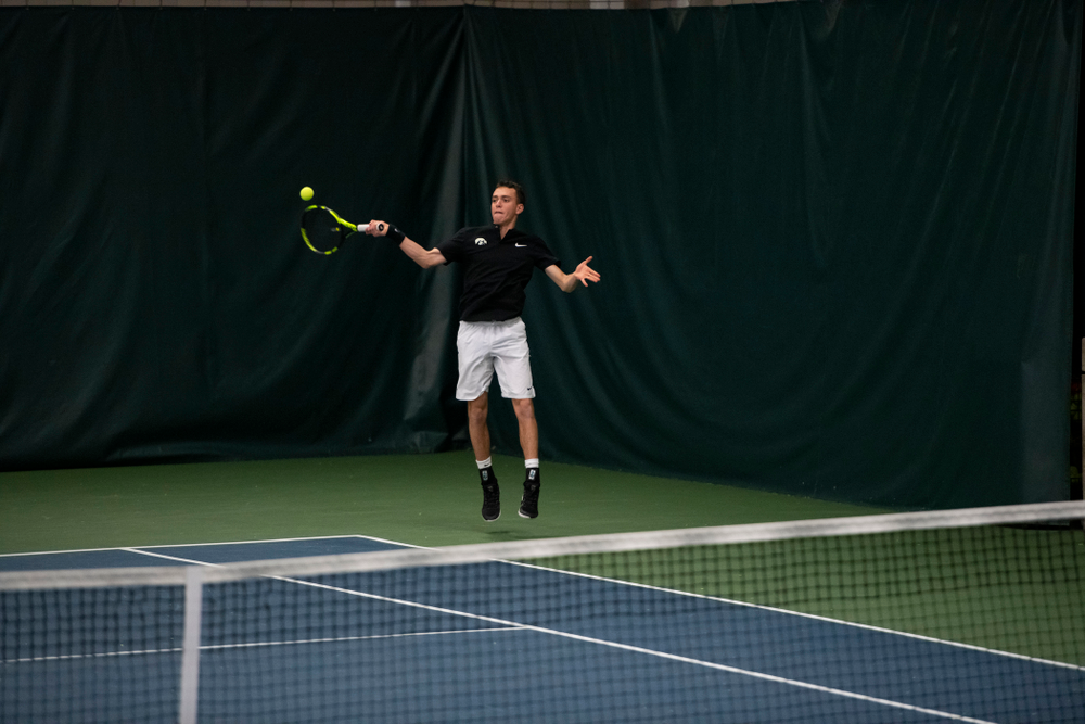 The Iowa men's tennis team competes against Cornell in The Rise Tennis Center in Ithaca, NY on Sunday, Feb. 24, 2019.