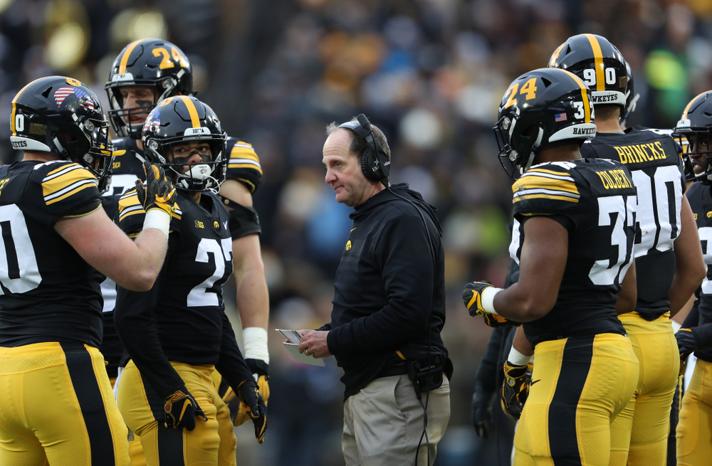 Iowa Hawkeyes Defensive Coordinator Phil Parker against the Northwestern Wildcats Saturday, November 10, 2018 at Kinnick Stadium. (Brian Ray/hawkeyesports.com)
