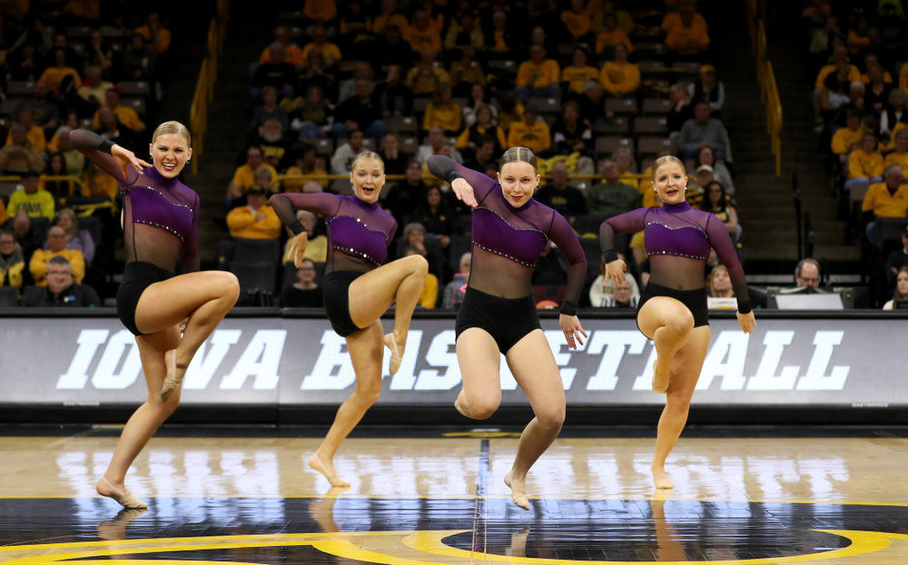 The Iowa Dance Team performs their Jazz Routine at halftime of the Iowa Hawkeyes game against Maryland Thursday, January 9, 2020 at Carver-Hawkeye Arena. (Brian Ray/hawkeyesports.com)