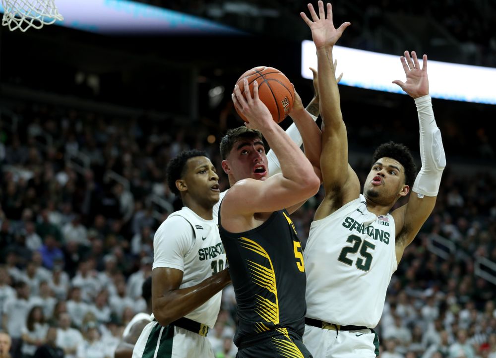Iowa Hawkeyes forward Luka Garza (55) against Michigan State Tuesday, February 25, 2020 at the Breslin Center in East Lansing, MI. (Brian Ray/hawkeyesports.com)