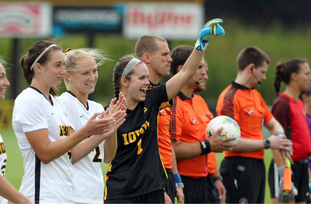 Iowa Hawkeyes goalkeeper Claire Graves (1) during a 6-1 win over Northern Iowa Sunday, August 25, 2019 at the Iowa Soccer Complex. (Brian Ray/hawkeyesports.com)