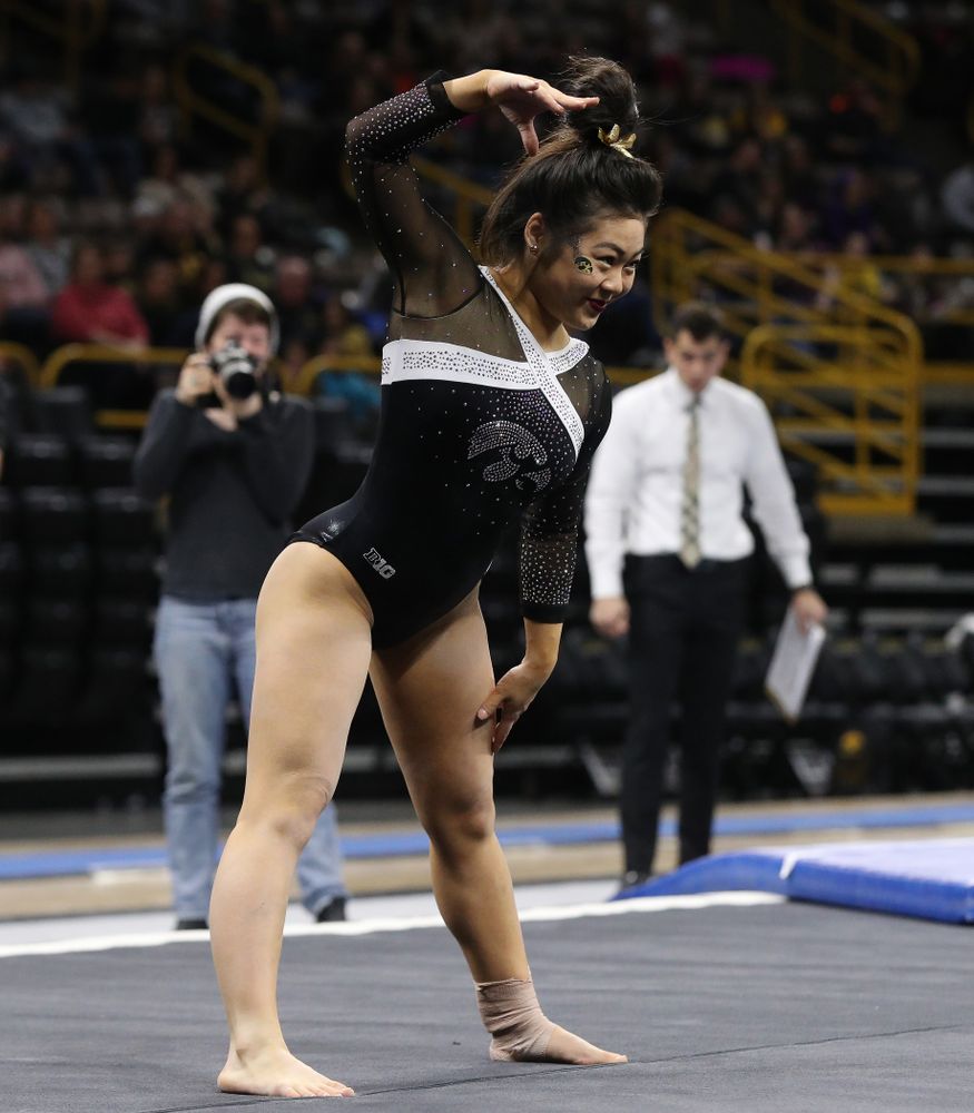 Iowa's Clair Kaji competes on the floor against the Rutgers Scarlet Knights Saturday, January 26, 2019 at Carver-Hawkeye Arena. (Brian Ray/hawkeyesports.com)