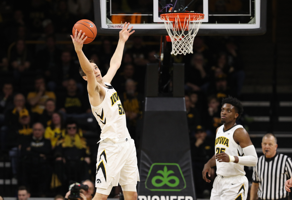 Iowa Hawkeyes forward Nicholas Baer (51) against the Michigan Wolverines Friday, February 1, 2019 at Carver-Hawkeye Arena. (Brian Ray/hawkeyesports.com)