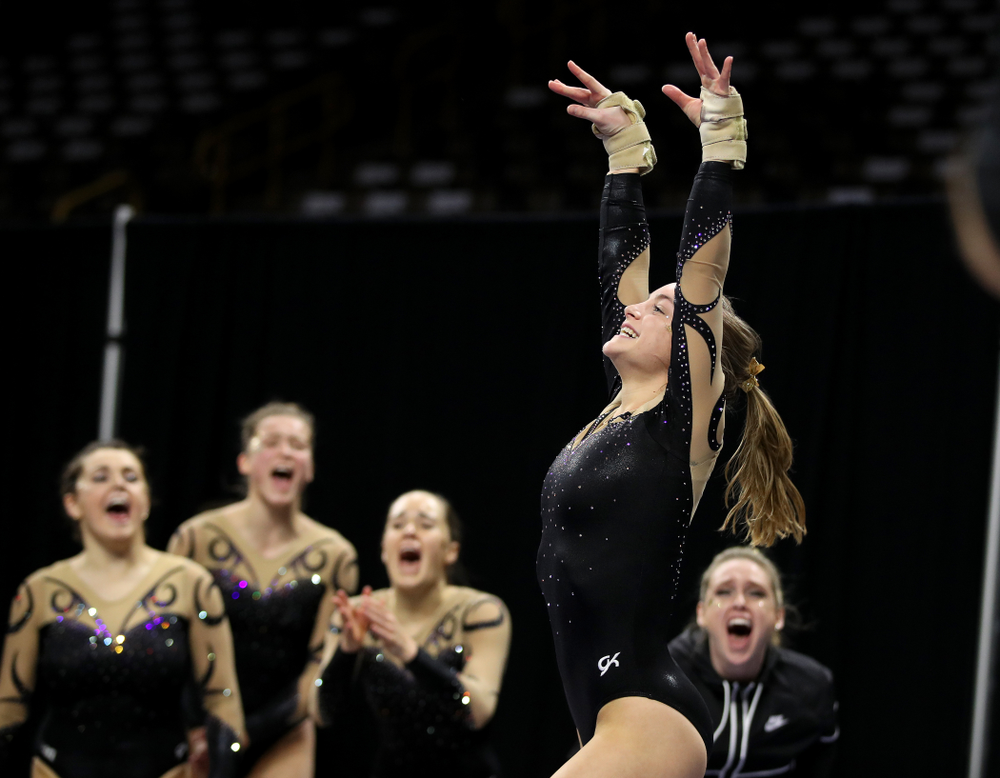 Iowa's Lauren Guerin competes on the floor during their meet against Southeast Missouri State Friday, January 11, 2019 at Carver-Hawkeye Arena. (Brian Ray/hawkeyesports.com)